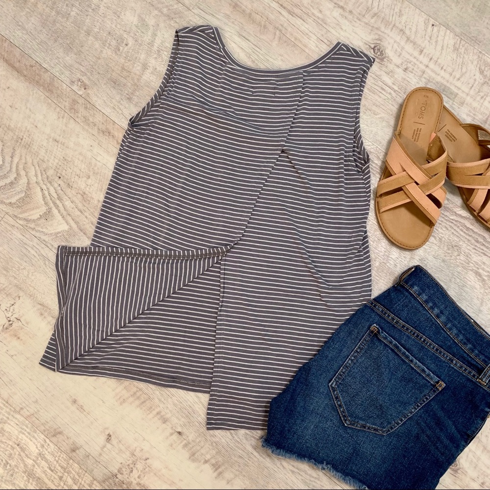 Old Navy Striped Split Back Tank Top